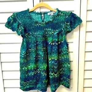 Rose+Olive Flutter Sleeve Smocked Neckline Top Size Large NWOT